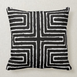 Cojín Decorativo  Tribal de tela de barro de Maze blanco y negro af