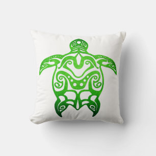 Cojín Decorativo Tribal de tortuga del Mar Verde