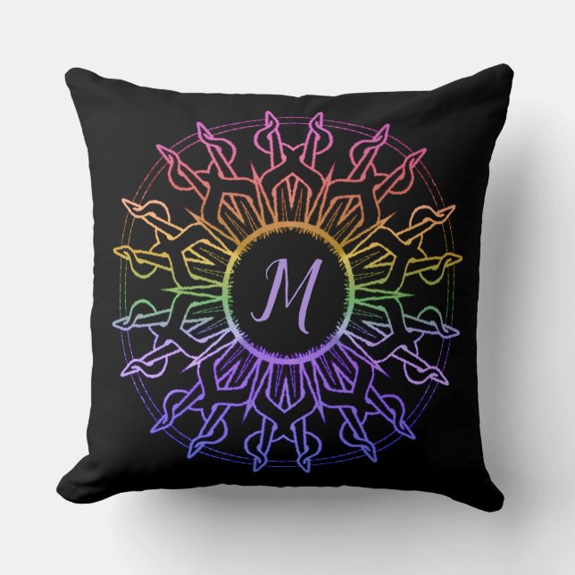 Cojín decorativo Tribal del Sol Arcoiris (Anverso)