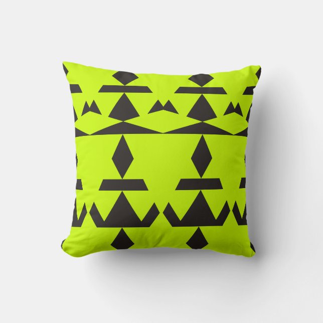 Cojín Decorativo Tribal Mínima Neon Yellow (Anverso)