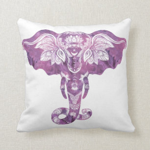 Cojín decorativo tribal púrpura del elefante de