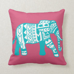 Cojín decorativo tribal verde azulado del