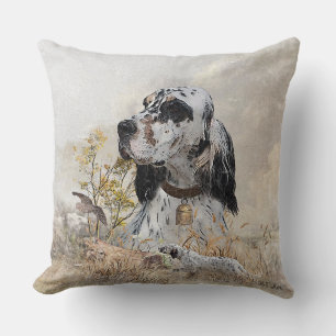Cojín Decorativo Tríbol de colores Inglés Setter Art, caza de leña