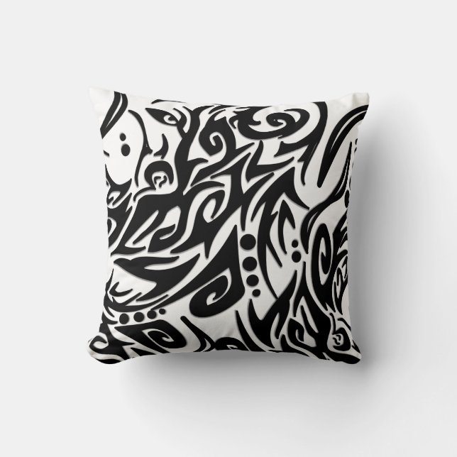 Cojín Decorativo Tribu abstracto negro (Anverso)