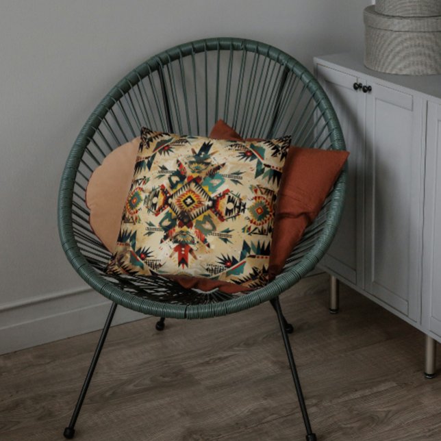 Cojín Decorativo Tribu de arte étnico nativa estadounidense (native american usa southwest indigenous tribal boho culture traditional Indian holiday gifts parent)