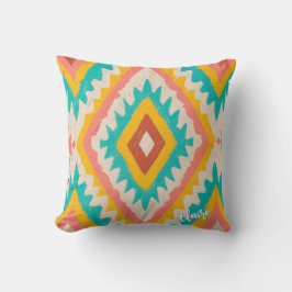 Cojín Decorativo Tribu vibrante, patrón boho geométrico audaz