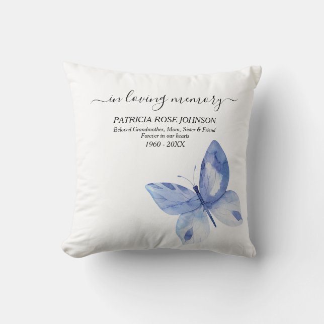 Cojín Decorativo Tributo por mariposa en memoria amorosa (Anverso)