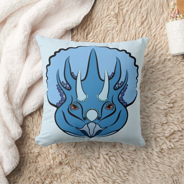 Cojín Decorativo Triceratops Blue Cute Dinosaur (Manta)
