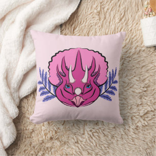 Cojín Decorativo Triceratops Bonito Dinosaurio Rosa