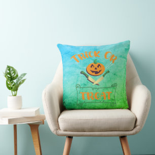 Cojín Decorativo Trick or treat calavera Halloween cara de calabaza