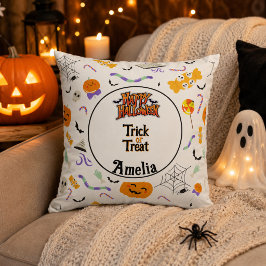 Cojín Decorativo Trick or Treat Personalizado Lindo Halloween
