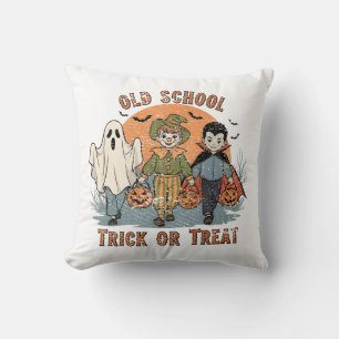 Cojín Decorativo Trick or Treat Retro Halloween de la vieja escuela