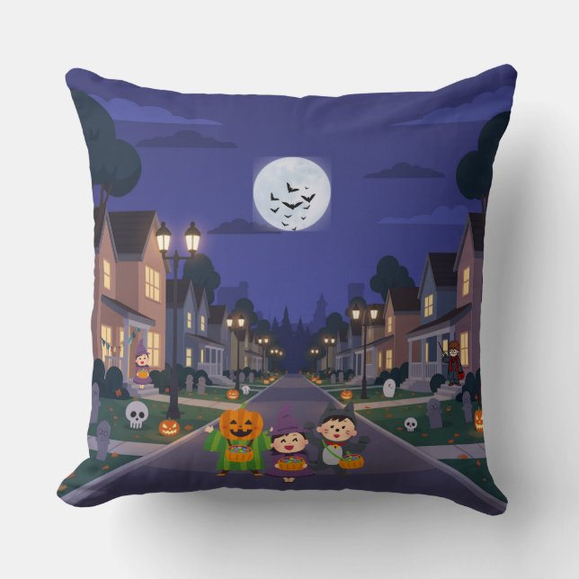 Cojín Decorativo Trick-or-Treat Street (Anverso)