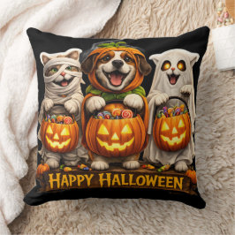 Cojín Decorativo Trick or treat trio whimsical happy Halloween deco