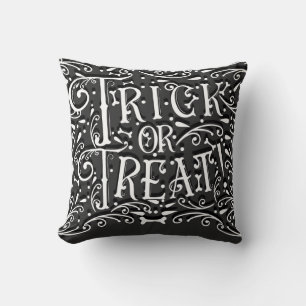 Cojín Decorativo Trick or Treat Vintage Tiza Huesos Halloween