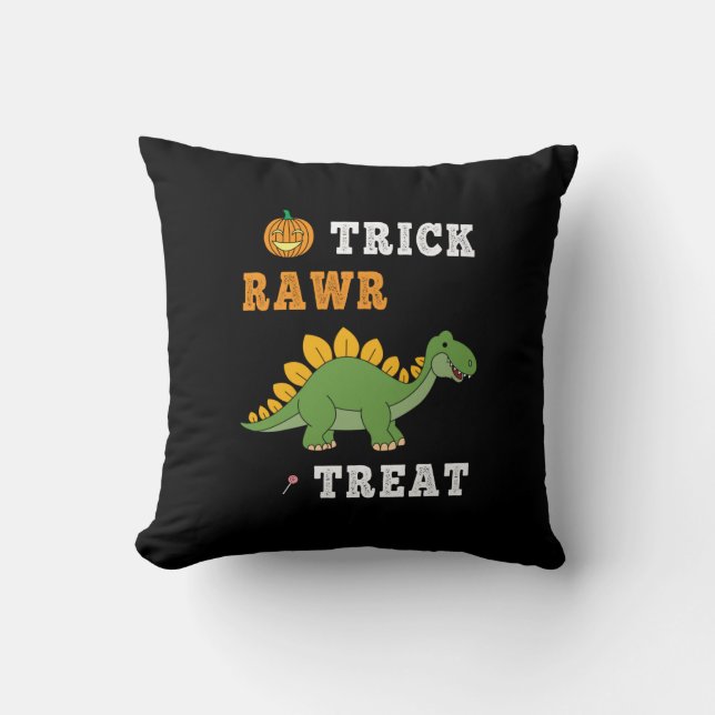 Cojín Decorativo Trick Rawr Tret Cute Halloween Stegosaurus Dino (Anverso)