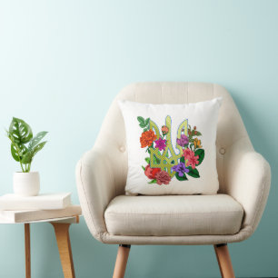 Cojín Decorativo tridente tryzub de la heráldica ucraniana flores f