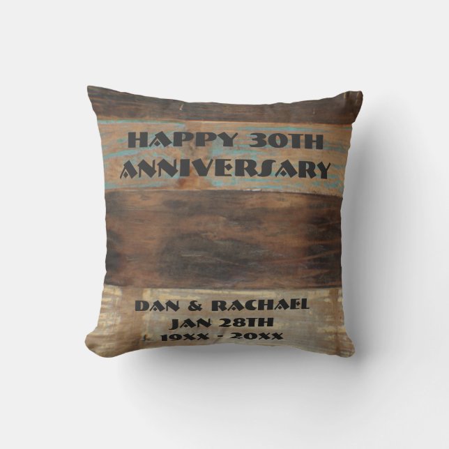 Cojín Decorativo Trigésimo aniversario del panel de madera (Anverso)