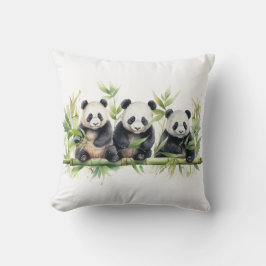 Cojín Decorativo Trillizos de oso Panda de color de agua