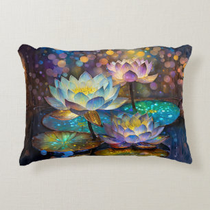 Cojín Decorativo Trío de flores de loto brillantes