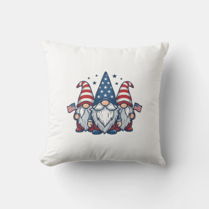 Cojín Decorativo Trío de gnomos patrióticos diseño vectorial vintag