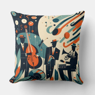Cojín Decorativo Trío de jazz de la era moderna de mediados de sigl