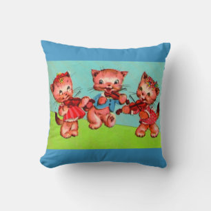 Cojín Decorativo trío de violinistas gatitos impresión