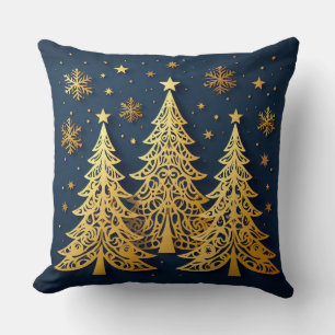 Cojín Decorativo Trío Dorado – Pinos Estrellados