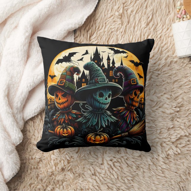 Cojín Decorativo Trío espantapájaros por luna llena (Manta)