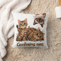 Trío Felino Divertido de Gatos en Flor pillow kitt