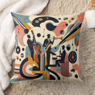 Cojín Decorativo Trío Psicodélico de la Era del Jazz de Mitad de Si