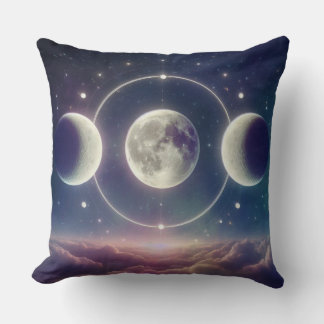 Cojín Decorativo Triple Moon Phases  – Celestial Lunar Throw Pillow