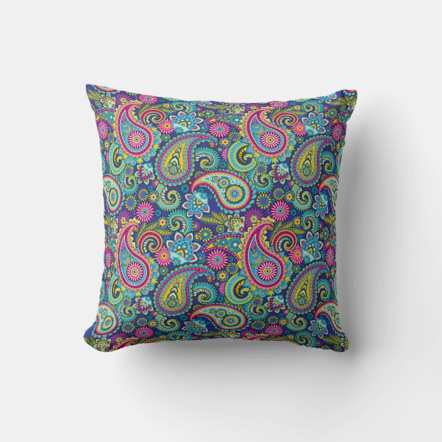 Cojín Decorativo Trippy Hippy Paisley Throw Pillow (Anverso)