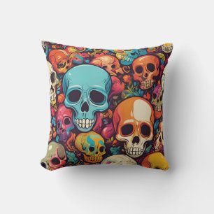 Cojín Decorativo Trippy Hippy Skull Colorful Pattered Psychedelic