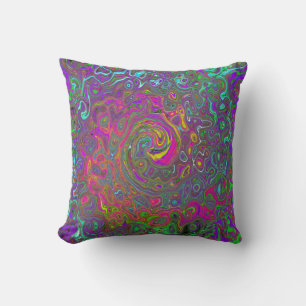 Cojín Decorativo Trippy Pink Hot Pink Resumen Remo Liquido Swirl Re