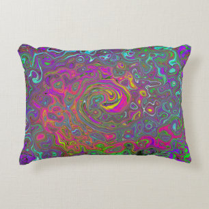 Cojín Decorativo Trippy Pink Hot Pink Resumen Remo Liquido Swirl Re