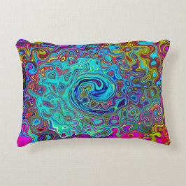 Cojín Decorativo Trippy Sky Blue Abstract Retro Liquid Swirl