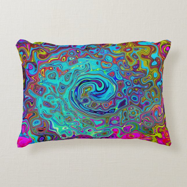 Cojín Decorativo Trippy Sky Blue Abstract Retro Liquid Swirl (Anverso)