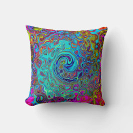 Cojín Decorativo Trippy Sky Blue Abstract Retro Liquid Swirl