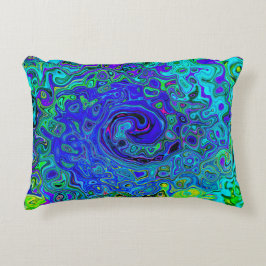 Cojín Decorativo Trippy Violet Blue Abstract Retro Liquid Swirl
