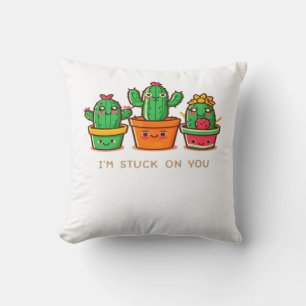 Cojín Decorativo Tripulación de Cactus Kawaii Estoy Atascado En Tu