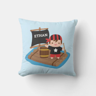 Cojín Decorativo Tripulación de pirata lindo niño aventura de vela