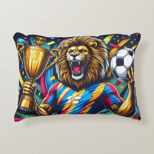 Cojín Decorativo Trofeo de fútbol campeón de fútbol de león Victori