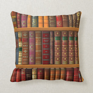 Cojín Decorativo Trompe l'oeil "Biblioteca francesa".