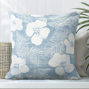 Cojín decorativo tropical azul claro