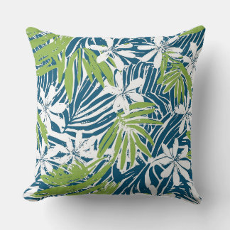Cojín decorativo tropical azul y verde