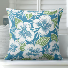 Cojín decorativo tropical azul y verde