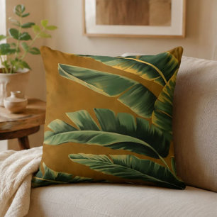 Cojín Decorativo Tropical Banana Leaf Green Botanical Modern