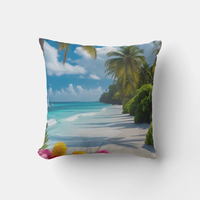 Cojín decorativo Tropical Beach (Anverso)