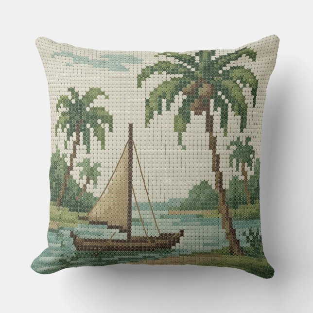 Cojín Decorativo Tropical Beach Christmas Throw Pillow (Anverso)